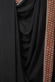 Black Cotton Patchwork Saree - SRBCPS269