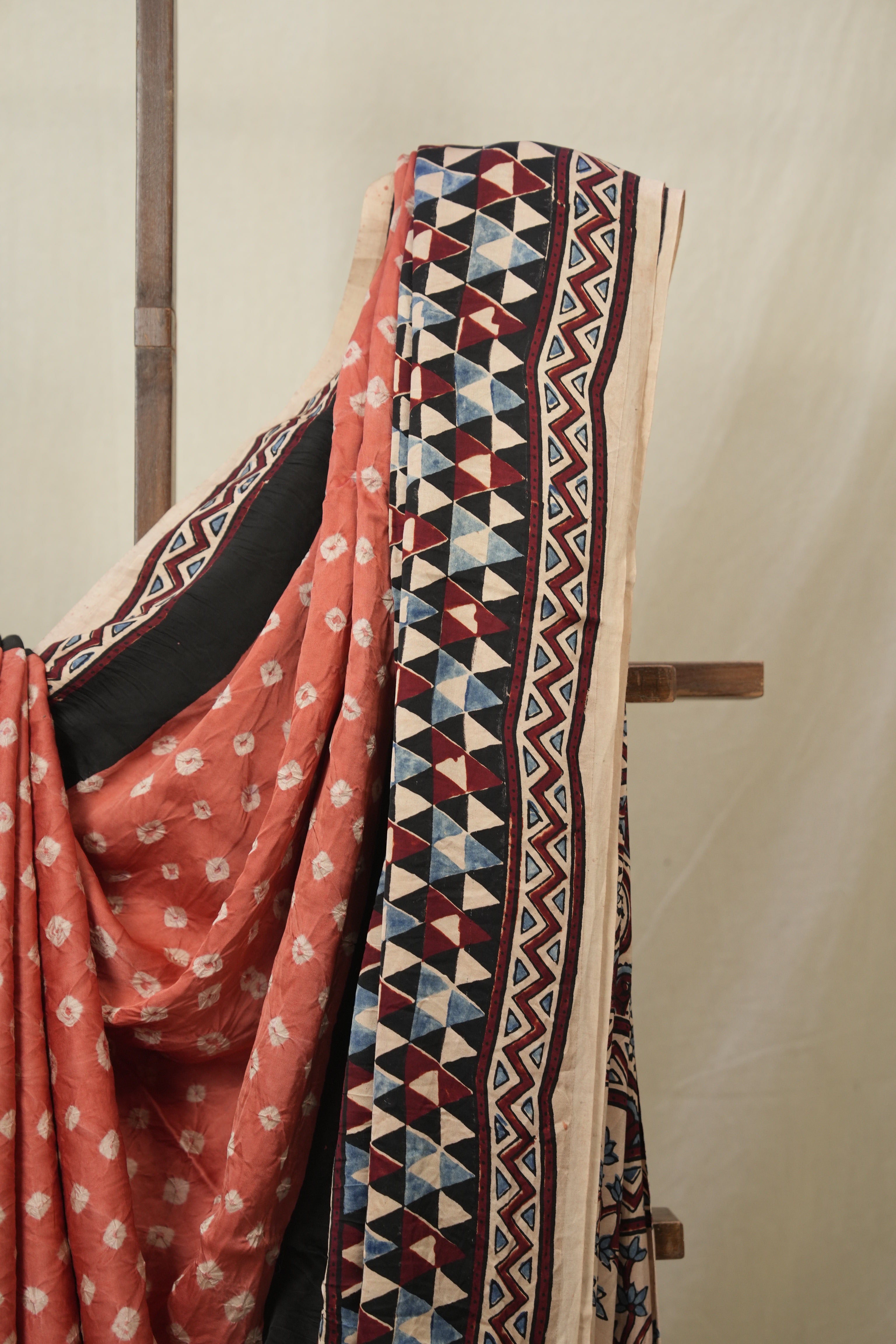 Peach HBP Modal Silk Bandhani Saree - SRPMSBS585