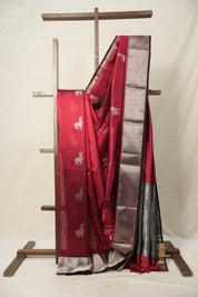 Maroon Hand border Pattu Chanderi Silk Saree - SRMHPCSS467