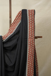 Black Cotton Patchwork Saree - SRBCPS269