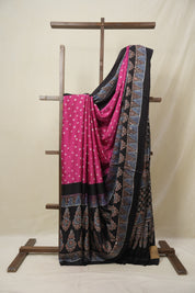 Pink HBP Modal Silk Bandhani Saree - SRPMSBS584