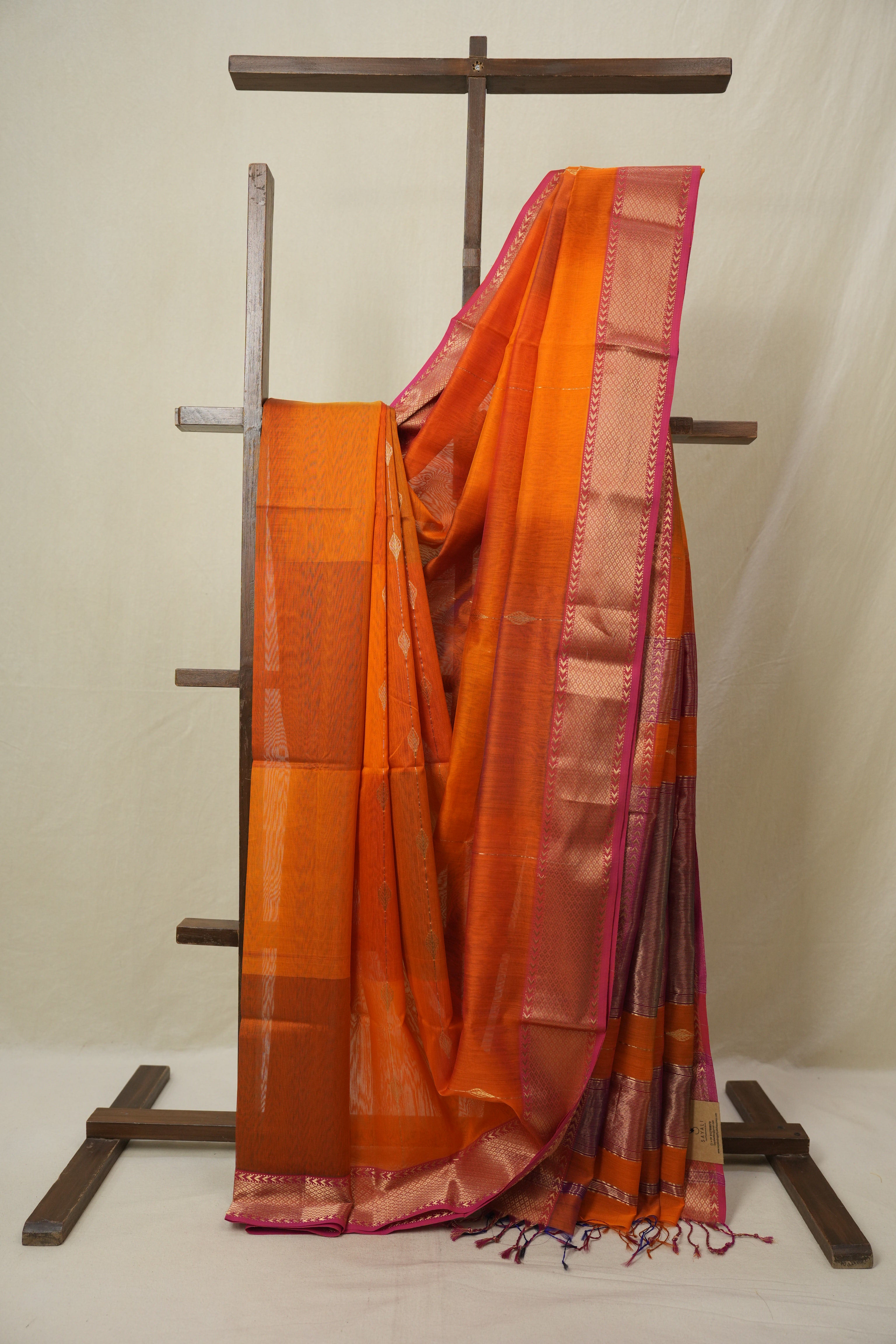 Orange Maheshwari Saree - SROMS1103