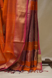 Orange Maheshwari Saree - SROMS1103