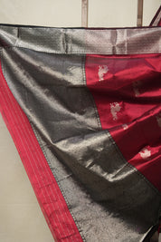 Maroon Hand border Pattu Chanderi Silk Saree - SRMHPCSS467
