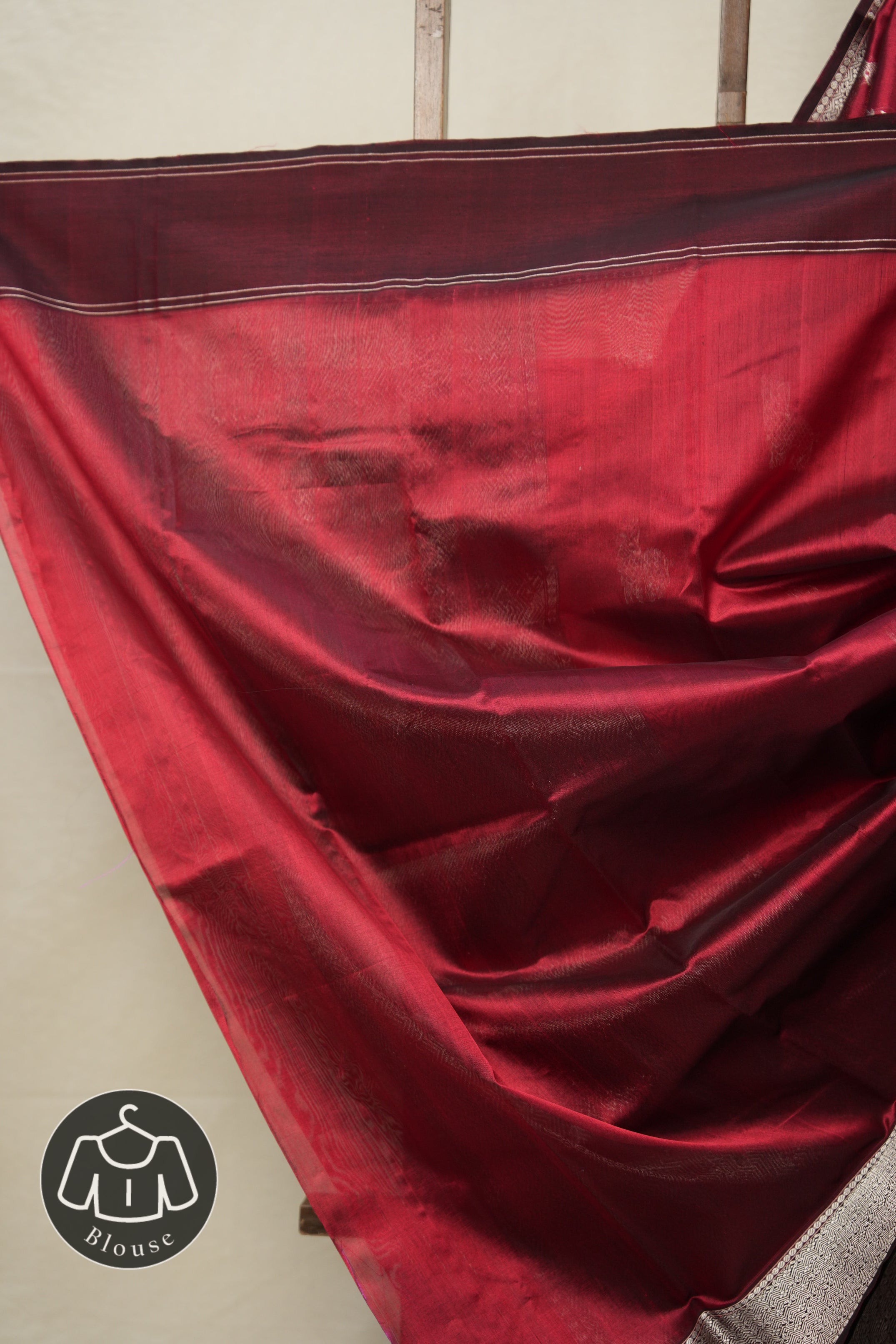 Maroon Hand border Pattu Chanderi Silk Saree - SRMHPCSS467