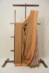 Sand Brown Plain Cotton Ilkal Saree - SRSBPCIS798