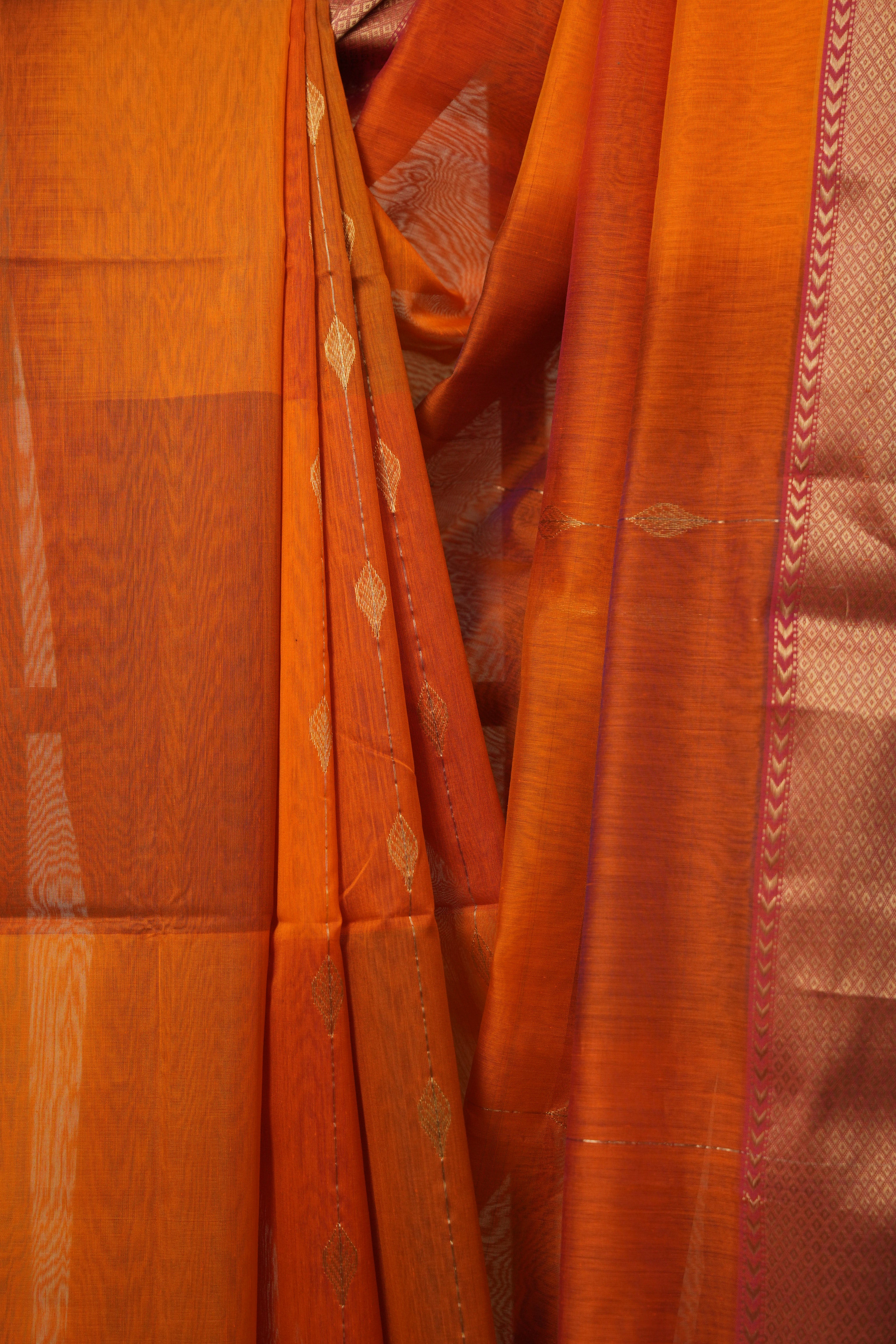 Orange Maheshwari Saree - SROMS1103