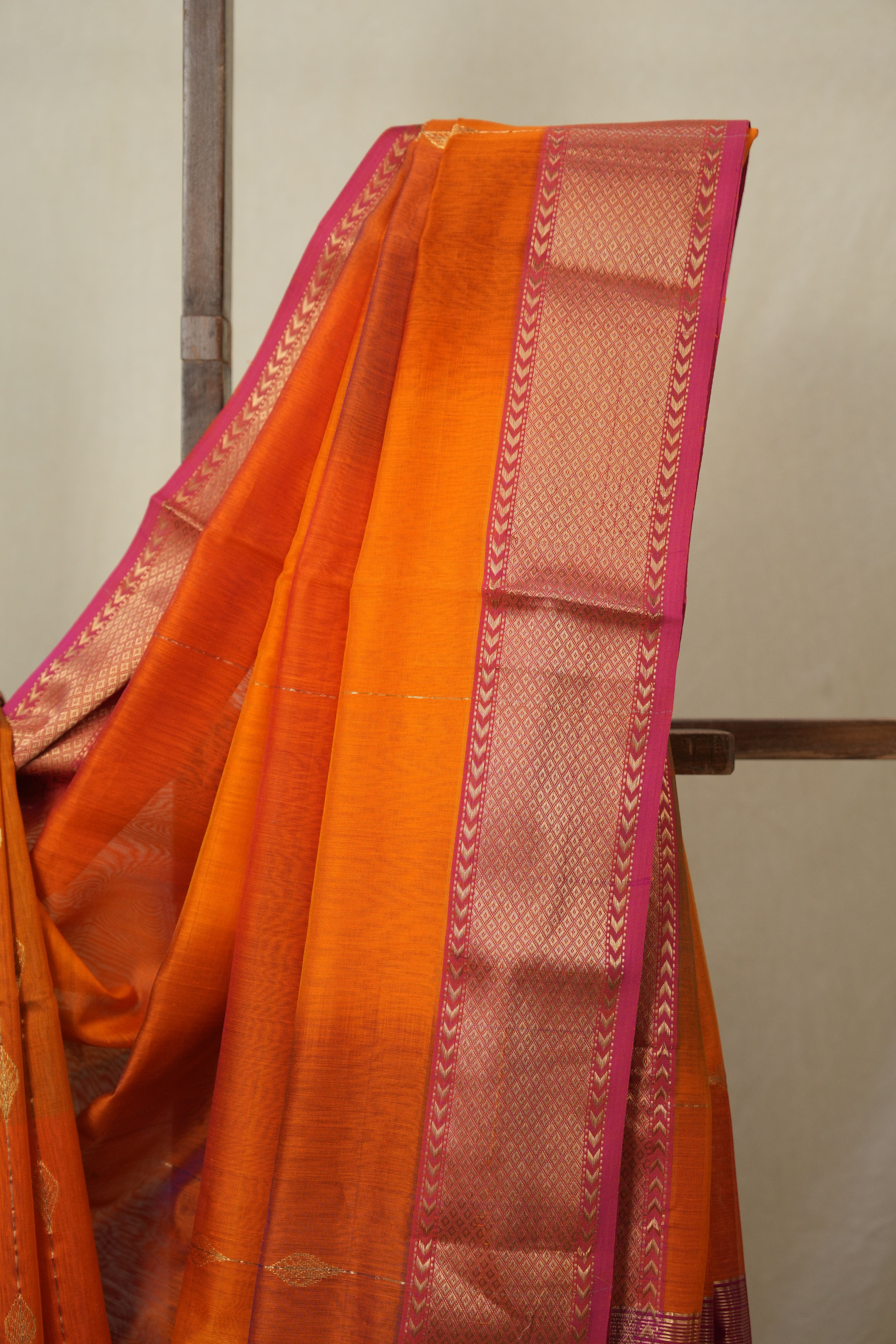 Orange Maheshwari Saree - SROMS1103