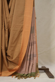 Sand Brown Plain Cotton Ilkal Saree - SRSBPCIS798