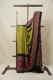 Mehendi Green HBP Modal Silk Bandhani Saree - SRMGMSBS583