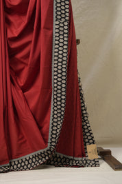 Maroon Cotton Patchwork Saree - SRMCPS267