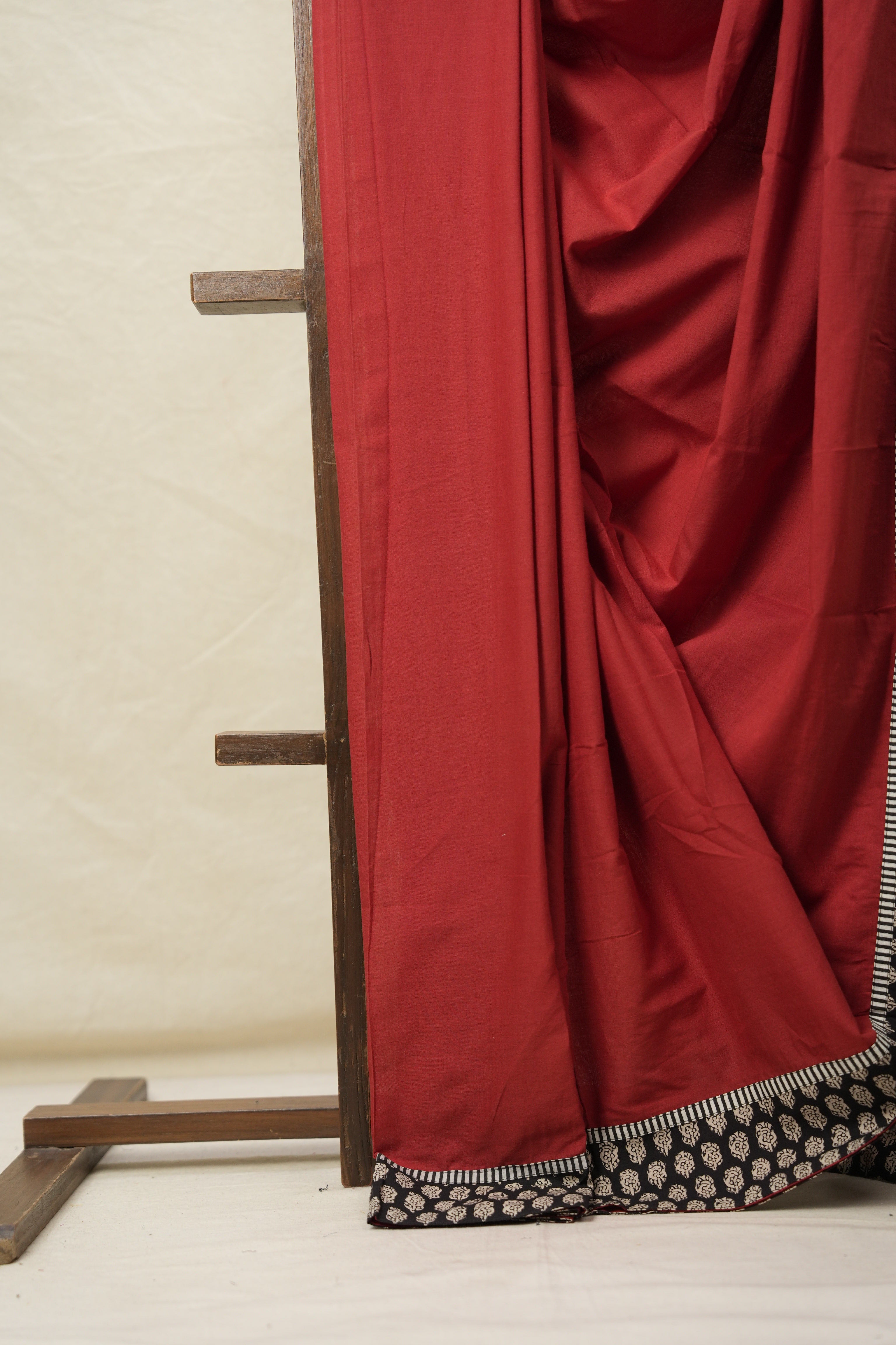 Maroon Cotton Patchwork Saree - SRMCPS267