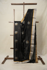 Black Pattu Chanderi Silk Saree - SRBPCSS453
