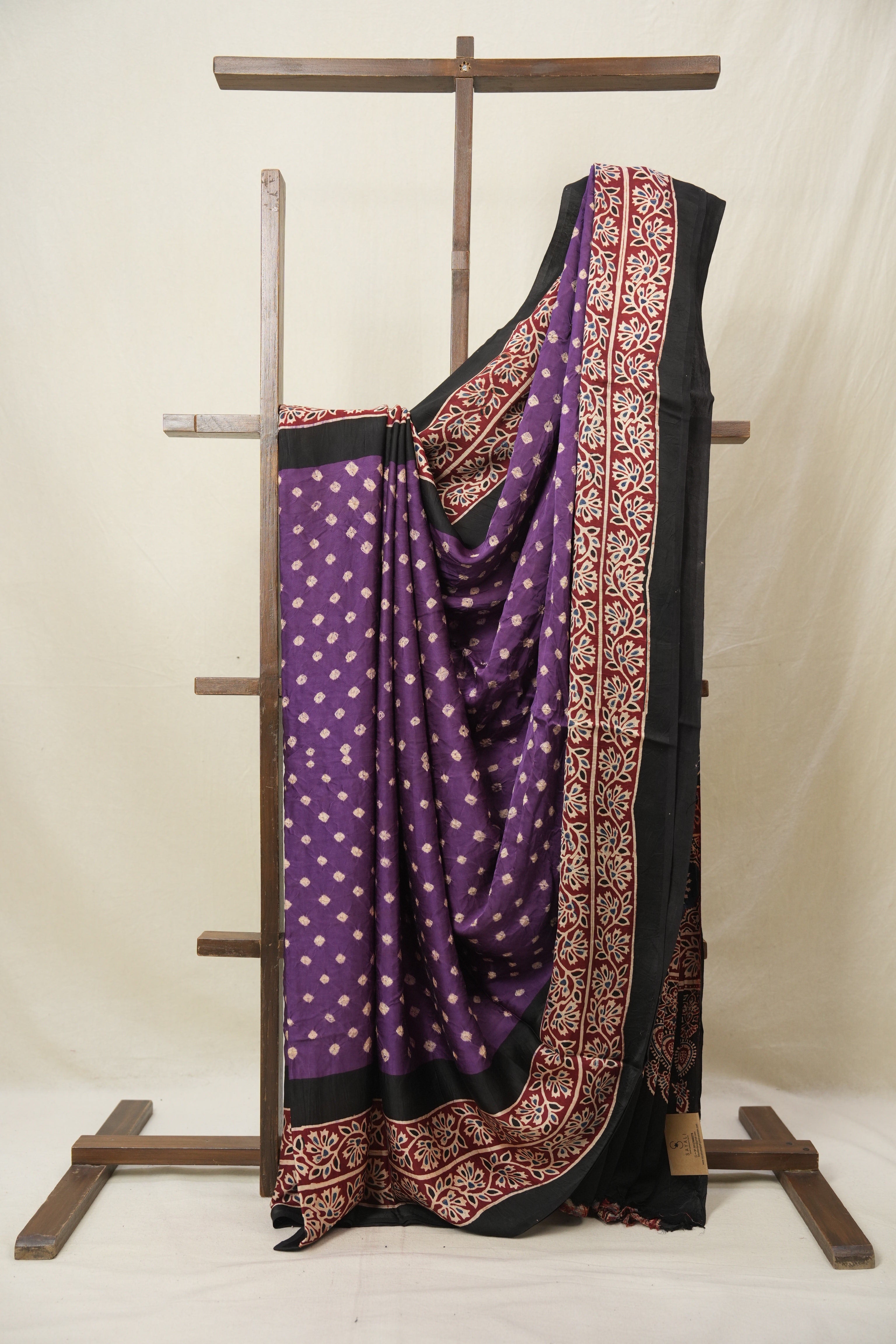 Violet HBP Modal Silk Bandhani Saree - SRVMSBS582