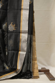 Black Pattu Chanderi Silk Saree - SRBPCSS453