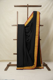 Black Cotton Patchwork Saree - SRBCPS266