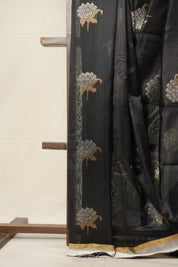 Black Pattu Chanderi Silk Saree - SRBPCSS453
