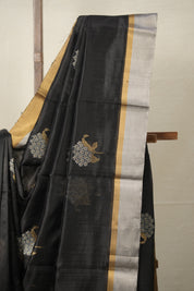 Black Pattu Chanderi Silk Saree - SRBPCSS453