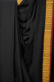 Black Cotton Patchwork Saree - SRBCPS266