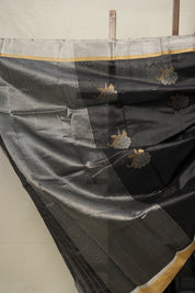Black Pattu Chanderi Silk Saree - SRBPCSS453