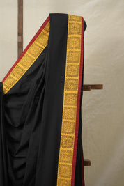 Black Cotton Patchwork Saree - SRBCPS266
