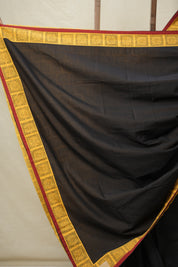 Black Cotton Patchwork Saree - SRBCPS266