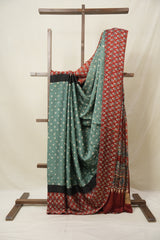 Dusty Green HBP Modal Silk Bandhani Saree - SRDGMSBS581