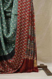Dusty Green HBP Modal Silk Bandhani Saree - SRDGMSBS581