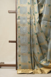 Steal Grey Zall Work Katan Chanderi Silk Saree - SGPZWKCSS452