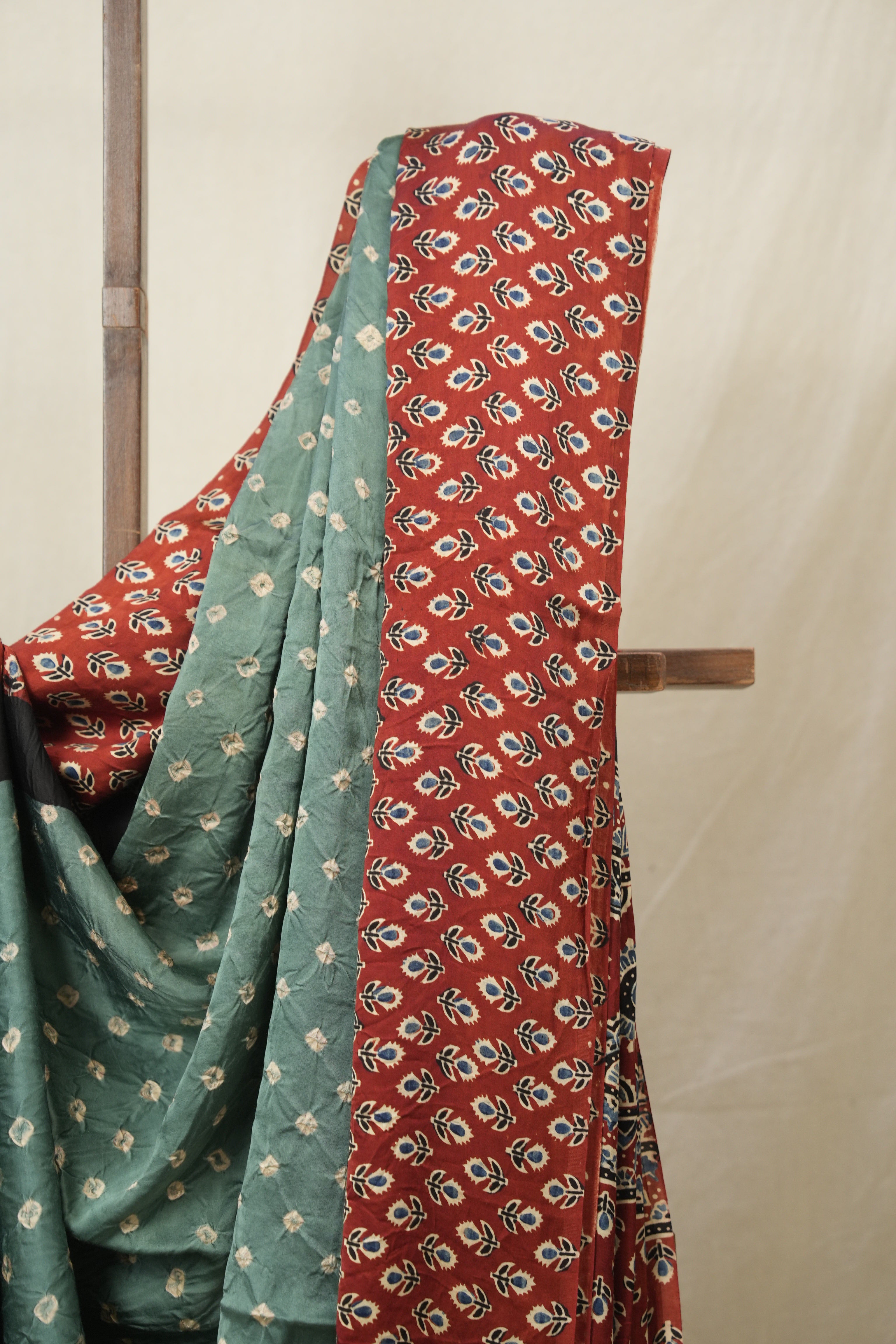 Dusty Green HBP Modal Silk Bandhani Saree - SRDGMSBS581