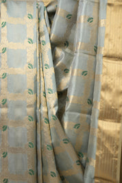 Steal Grey Zall Work Katan Chanderi Silk Saree - SGPZWKCSS452