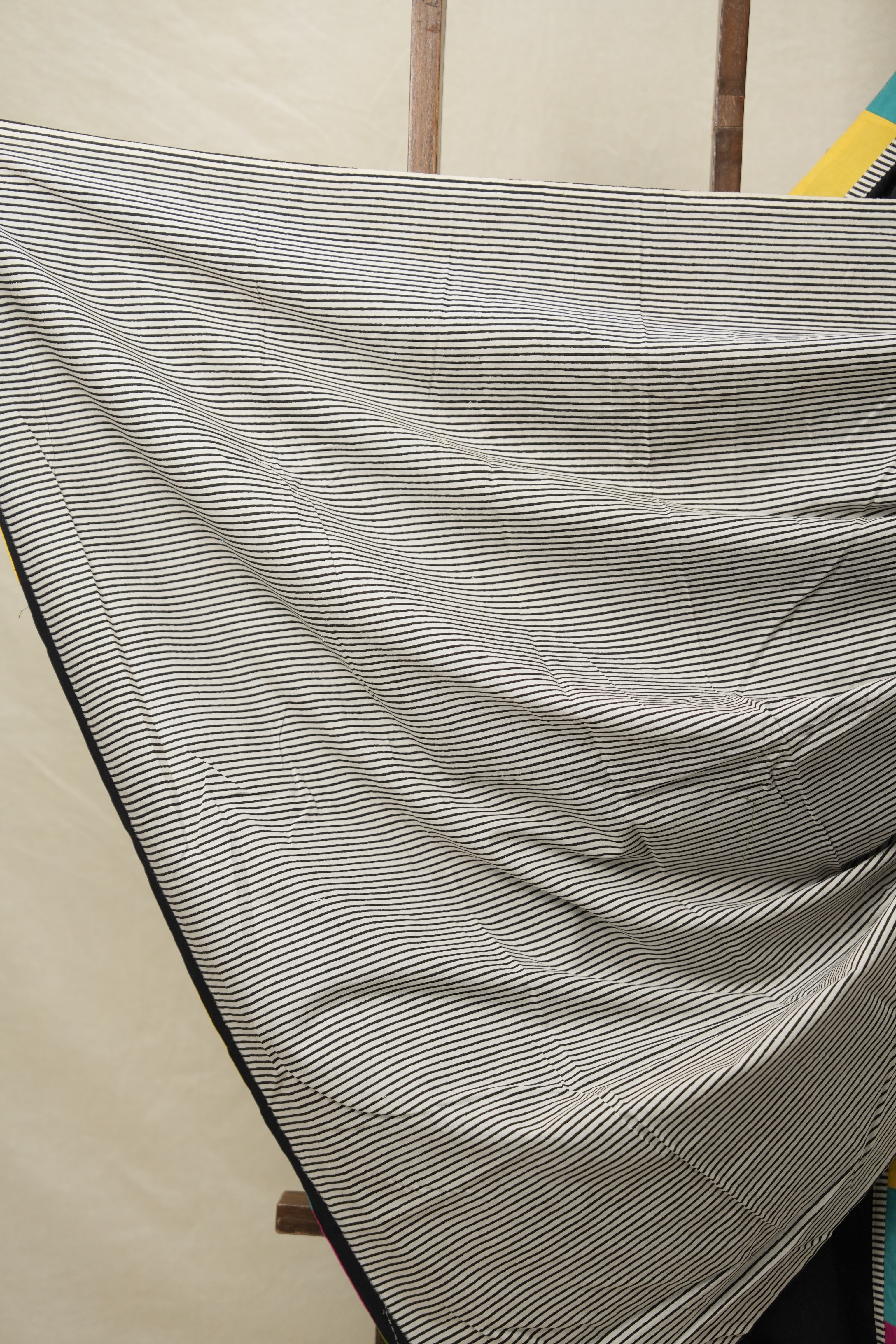 Black Cotton Patchwork Saree - SRBCPS284