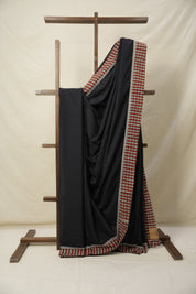 Black Cotton Patchwork Saree - SRBCPS283