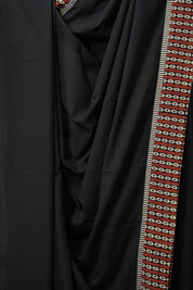 Black Cotton Patchwork Saree - SRBCPS283