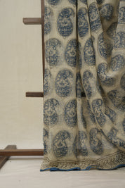 Off White- Blue HBP Kota Doria Saree - SROWBKDS187