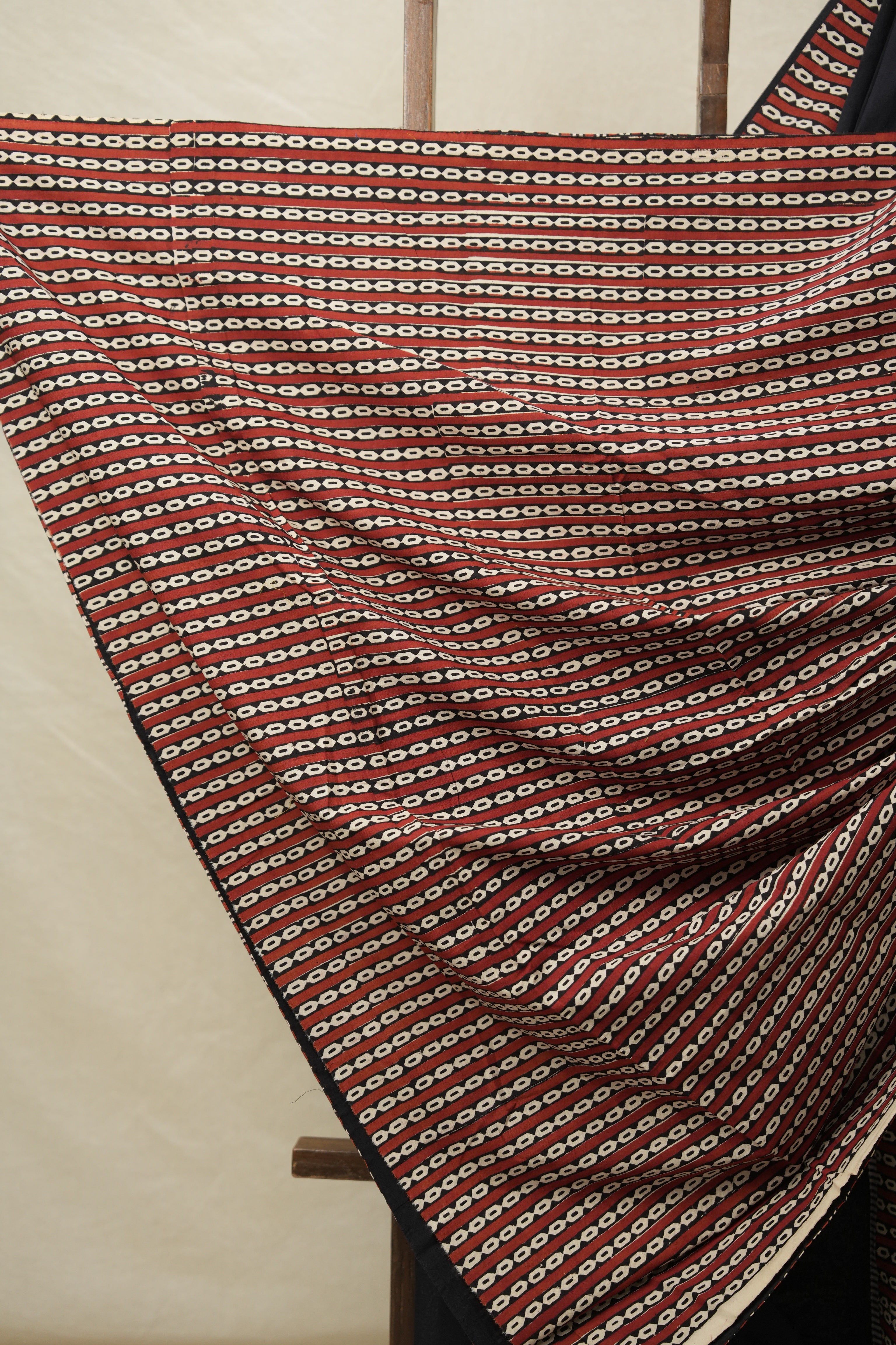 Black Cotton Patchwork Saree - SRBCPS283