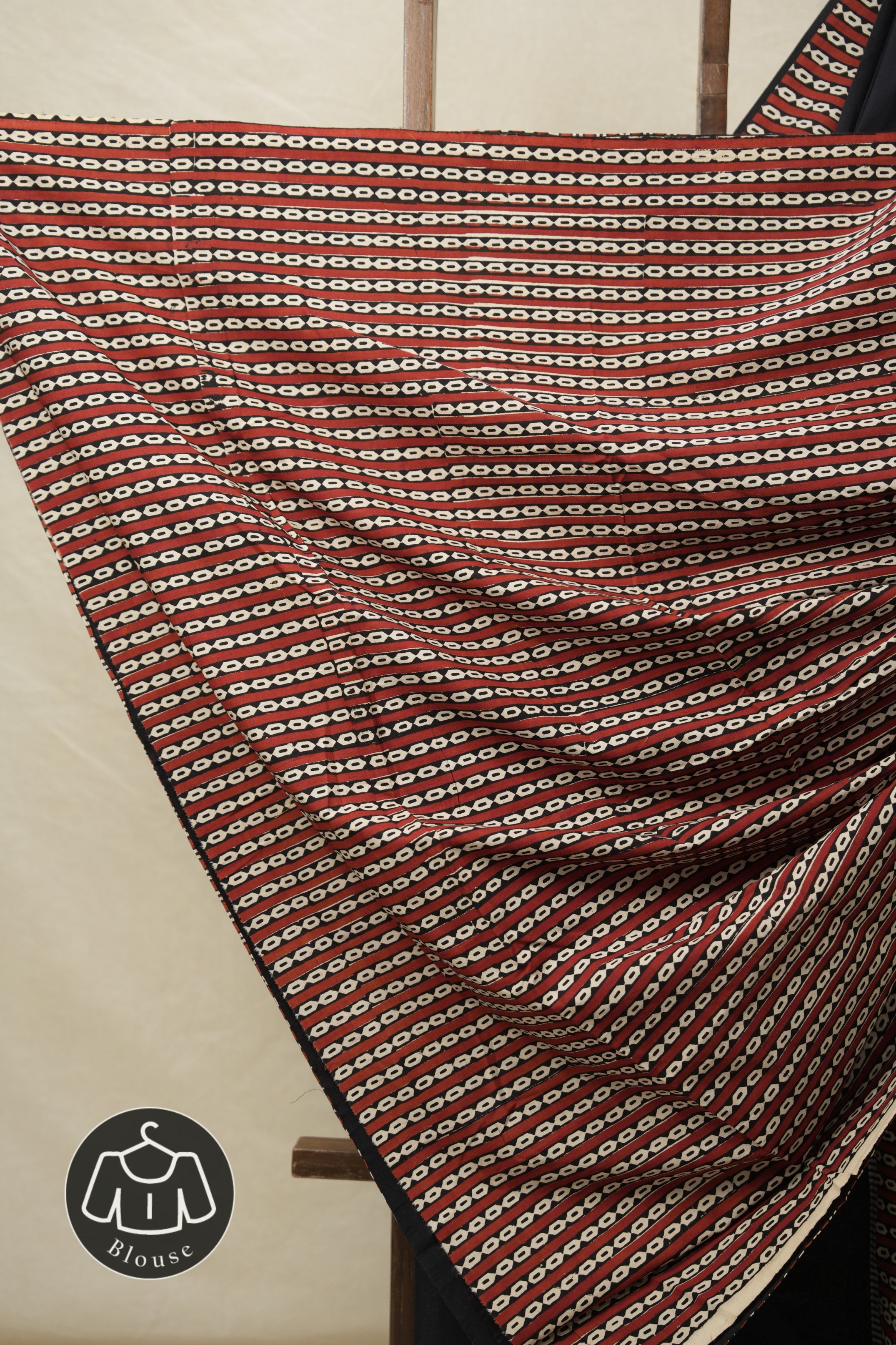 Black Cotton Patchwork Saree - SRBCPS283