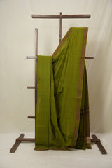 Olive Green Cotton Mangalgiri Saree - SROGCMS72