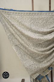 Off White- Blue HBP Kota Doria Saree - SROWBKDS187