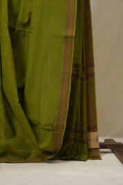 Olive Green Cotton Mangalgiri Saree - SROGCMS72