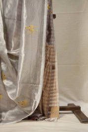 Grey Pattu Tissue Chanderi Silk Saree - SRGPTCSS444
