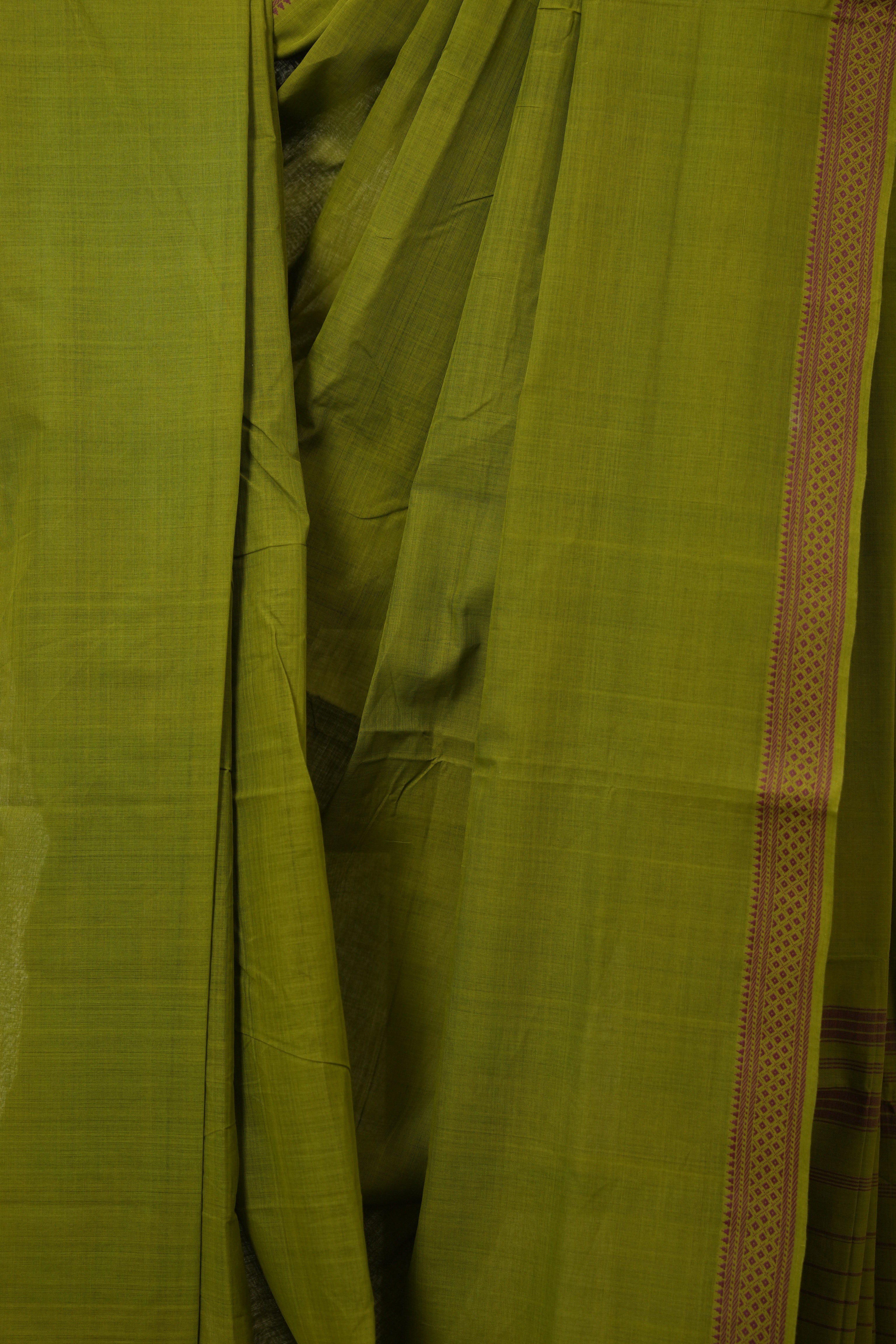 Olive Green Cotton Mangalgiri Saree - SROGCMS72