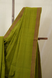 Olive Green Cotton Mangalgiri Saree - SROGCMS72