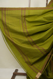 Olive Green Cotton Mangalgiri Saree - SROGCMS72