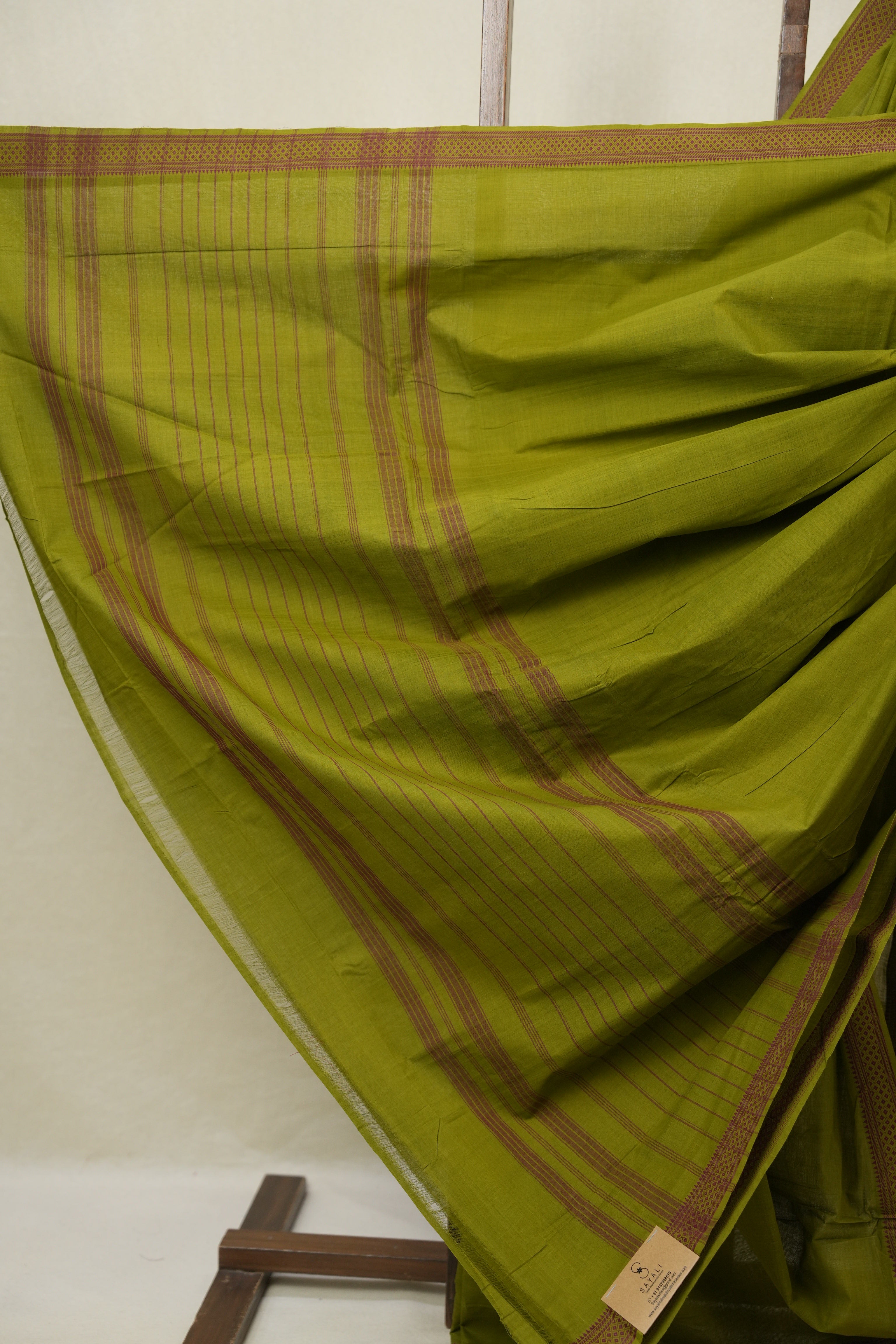 Olive Green Cotton Mangalgiri Saree - SROGCMS72