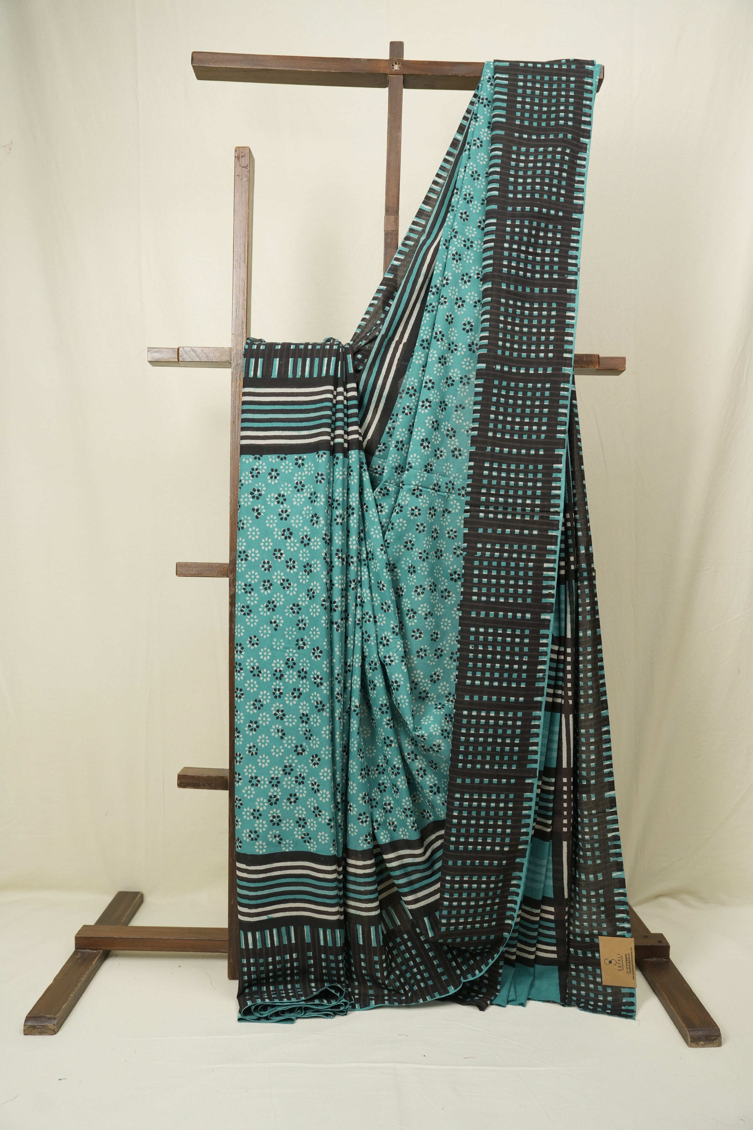 Teal HBP Cotton Saree - SRTCS3590