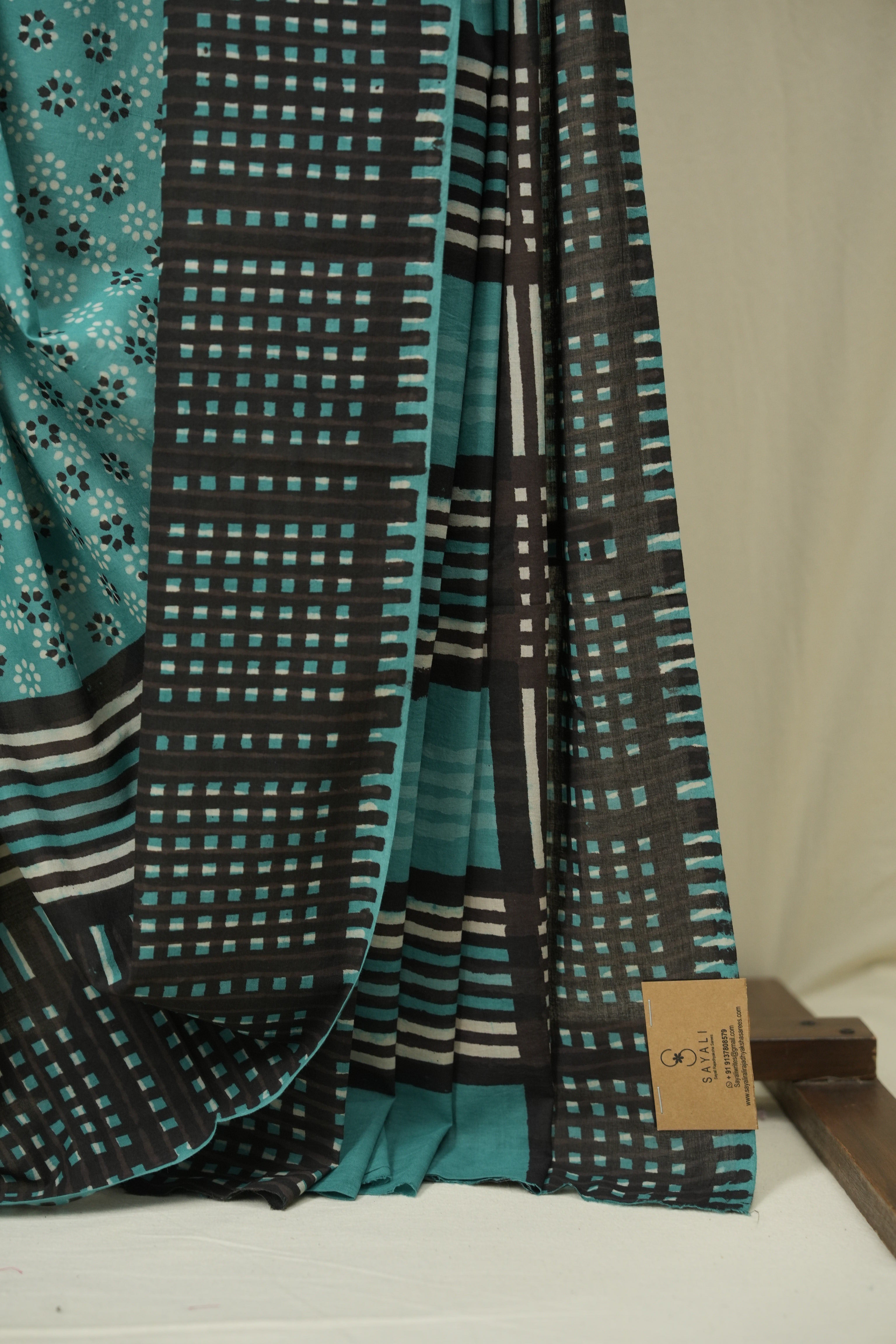 Teal HBP Cotton Saree - SRTCS3590