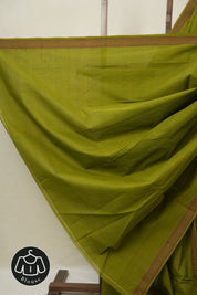 Olive Green Cotton Mangalgiri Saree - SROGCMS72
