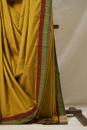 Mustard Yellow Cotton Patchwork Saree - SRMYCPS282
