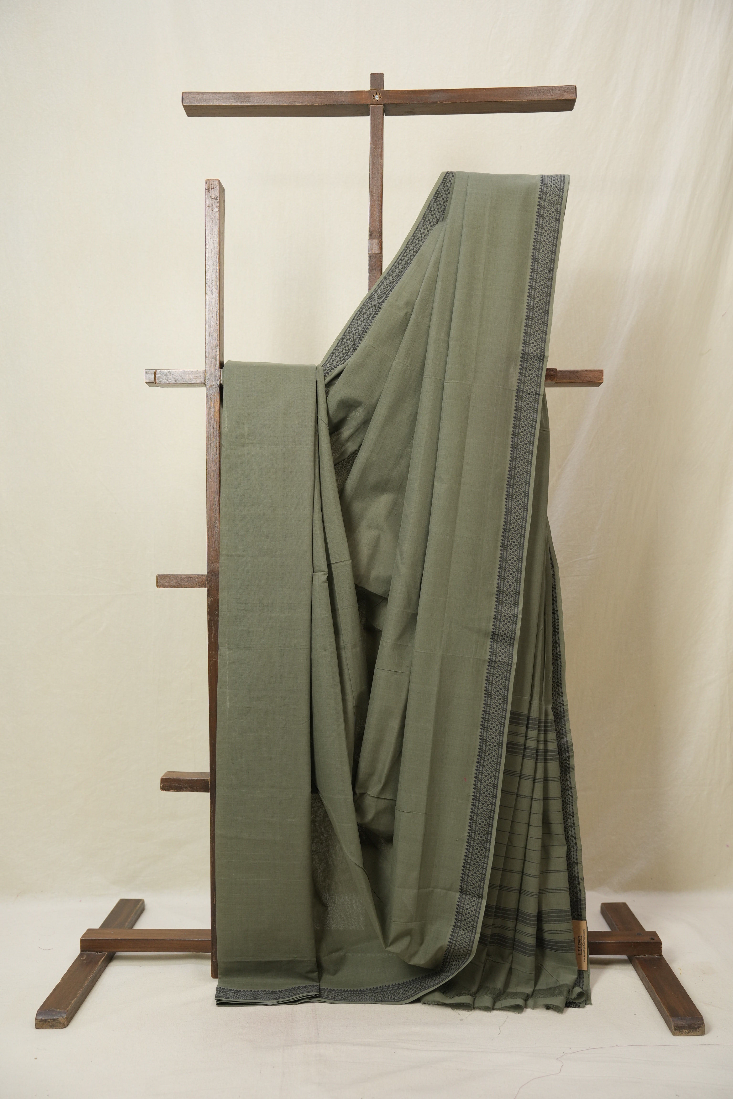 Sage Green Cotton Mangalgiri Saree - SRSGCMS74